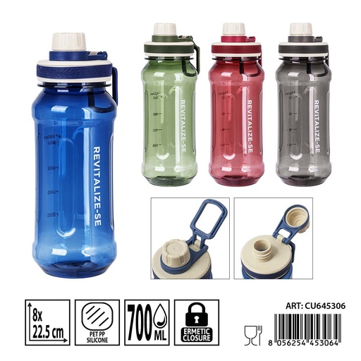 [0239039] Botella de agua de plástico 700 ml - 8 x 22.5 cm