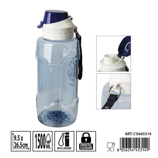 [0239047] Botella de agua de plástico 1500ml 9.5x26.5cm - Botellas de agua desechables