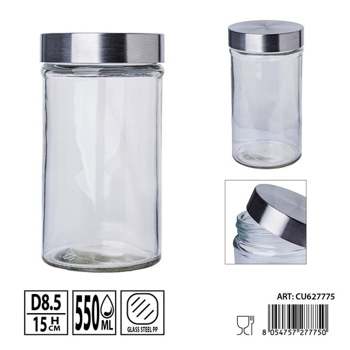 [0236264] Bote de vidrio con tapa 550ml 8.5x15cm - Tarros y contenedores de almacenamiento en vidrio