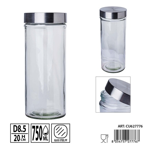 [0236265] Bote de vidrio con tapa 750ml - Envases de almacenamiento y tarros decorativos