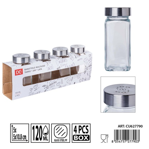 [0236279] Juego de tarros de vidrio con tapa 120ml - Set de almacenamiento y especieros