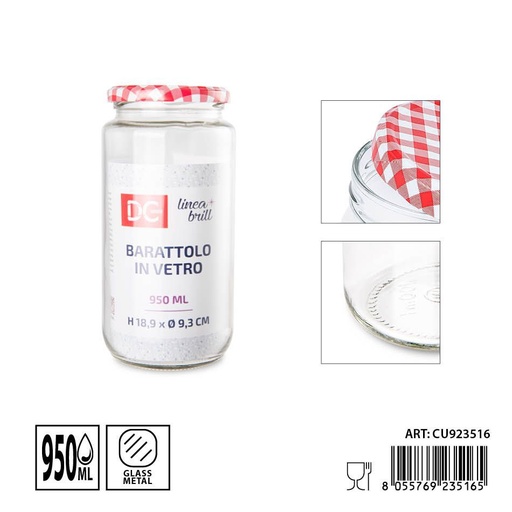 [0222379] Tarros de vidrio con tapa 950ml - Envases de almacenamiento y organización