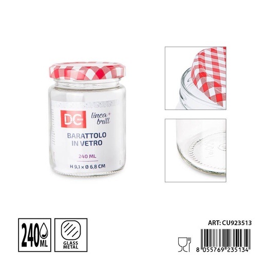 [0222376] Tarros de vidrio con tapa 240ml - Envases de almacenamiento y organización
