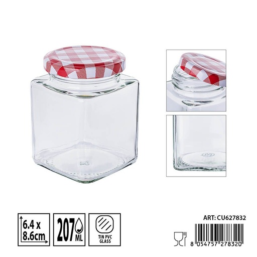 [0236239] Bote de vidrio con tapa 207ml - Envases de almacenamiento y especieros
