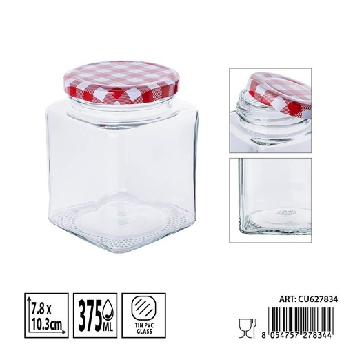 [0236241] Bote de vidrio con tapa 375ml - Envases de almacenamiento y especieros