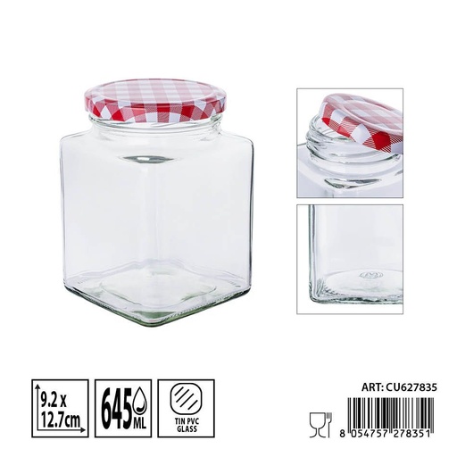 [0236242] Bote de vidrio con tapa 645ml - Envases de almacenamiento y especieros