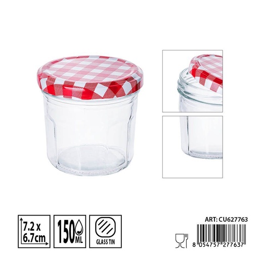 [0236326] Tarro de vidrio con tapa 150ml - Envases de almacenamiento y organización