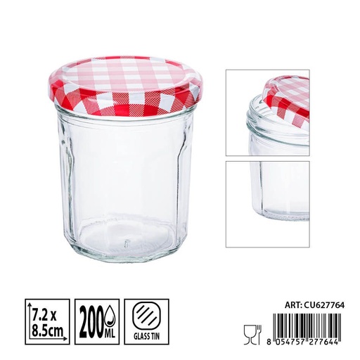 [0236327] Tarro de vidrio con tapa 200ml - Envases de almacenamiento y organización