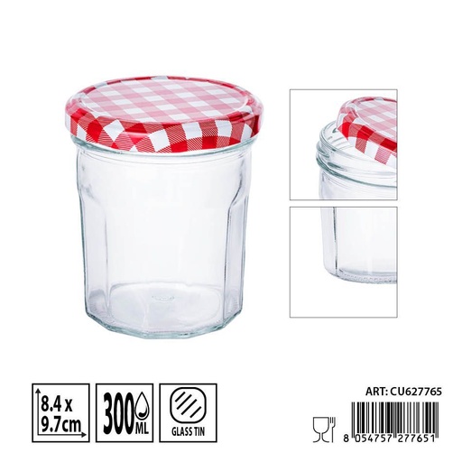 [0236328] Tarro de vidrio con tapa 300ml - Envases de almacenamiento y organización