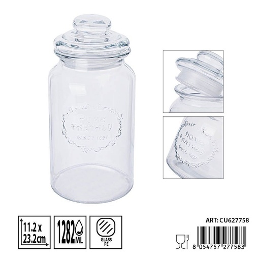 [0236321] Tarro de vidrio con tapa 1282ml - Envases de almacenamiento grandes