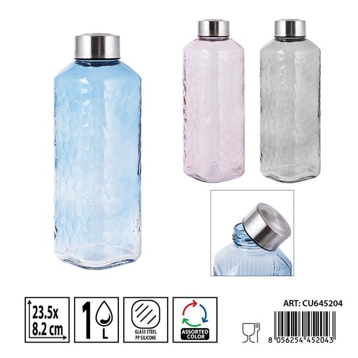 [0239032] Botella de cristal con tapón 1L - 8.2 x 8.2 x 23.5 cm