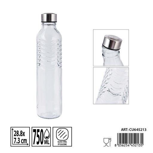 [0239037] Botella de cristal con tapón 750 ml - 7.3 x 7.3 x 28.8 cm