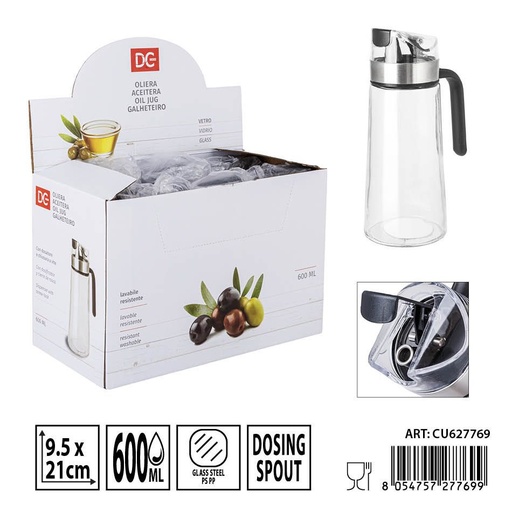 [0236258] Aceitera de vidrio con asa 600ml - Envases para aceites y salsas