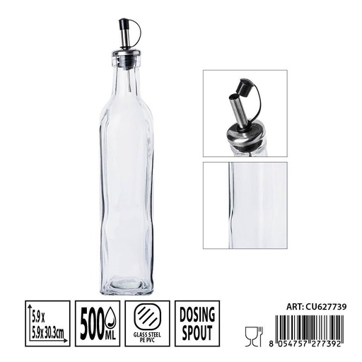 [0236302] Aceitero de cristal con tapón 500ml - Envases para aceites y salsas