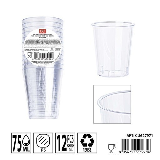 [0240165] Vasos de plástico reutilizable 12pz - Utensilios de cocina desechables
