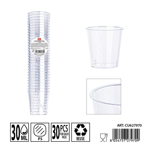 [0240164] Vasos de plástico reutilizables 30pz - Utensilios de cocina desechables