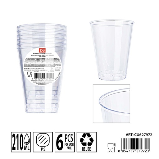 [0240166] Vasos de plástico reutilizable 6pz - Utensilios de cocina desechables