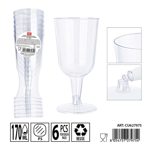 [0240169] Copa reutilizable 170ml 6pz - Utensilios de fiesta