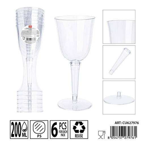 [0240170] Vaso reutilizable 200ml 6pz - Utensilios de fiesta