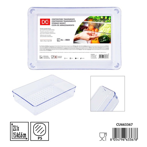 [0242331] Cesta de almacenamiento de plástico 23.1x15.4x5.6 cm - Organización y almacenamiento