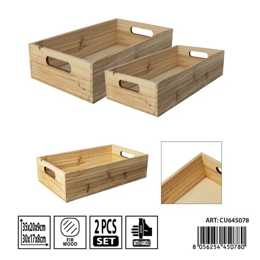 [0239081] Set de cajas de madera 2 piezas 35x20x9/30x17x8 cm - Organización de cocina