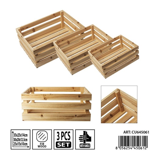 [0239074] Set de cajas de madera 3PZ - Almacenamiento y organizadores
