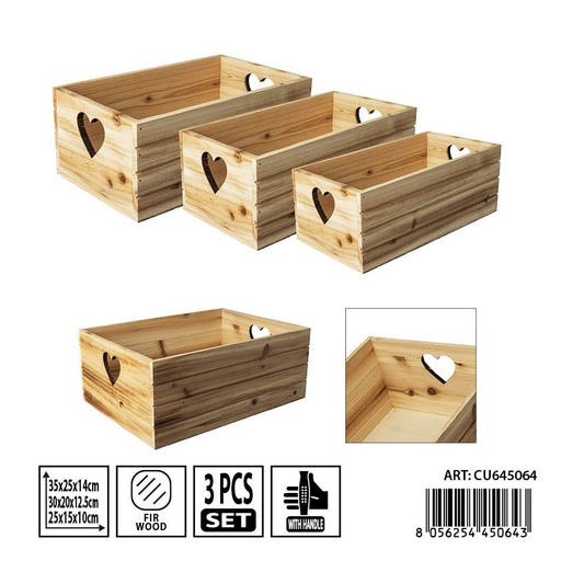 [0239075] Set de 3 cajas de madera - Almacenamiento de cocina
