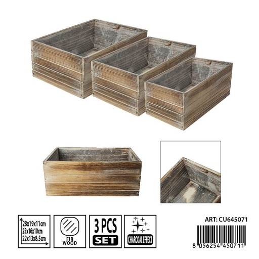 [0239078] Set de cajas de madera 3PZ - Almacenamiento y organizadores