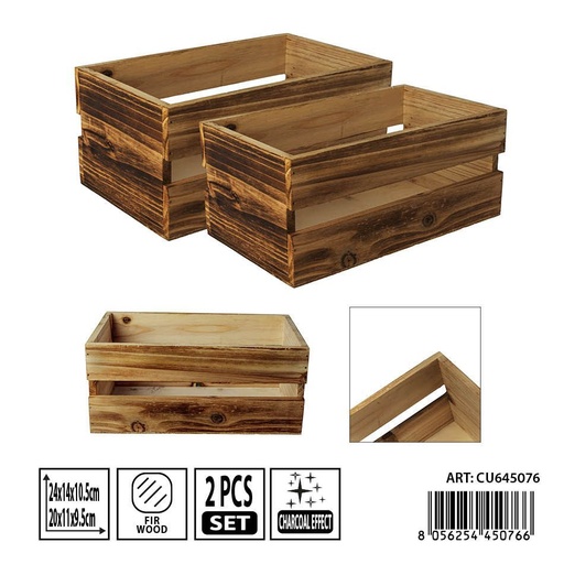 [0239080] Set de cajas de madera 2PZ 24X14X10.5/20X11X9.5CM - Almacenamiento y organizadores
