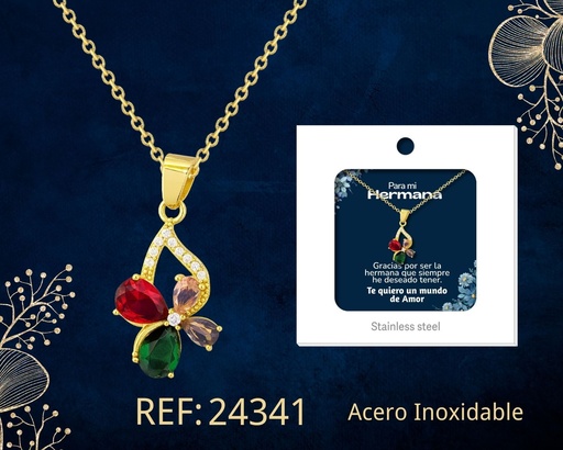 [24341] Collar de Acero con Circonita para Regalar a Hermana - Joyería Premium
