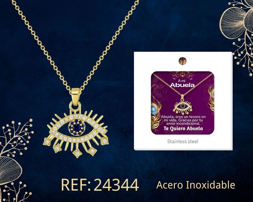 [24344] Collar de Acero con Circonita para Regalar a Abuela - Joyería Premium