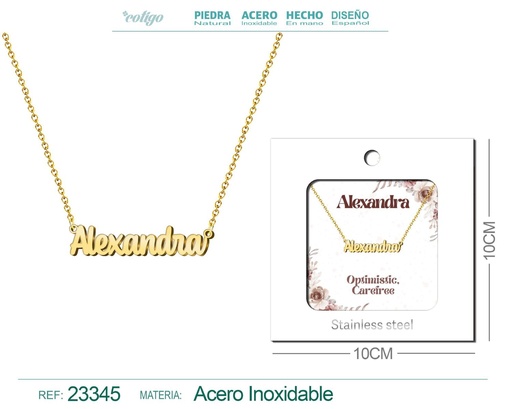[23345] Collar Personalizado Nombre en Inglés Alexandra de Acero con Sobre