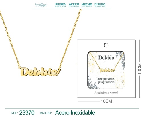 [23370] Collar Personalizado Nombre en Inglés Debbie de Acero con Sobre