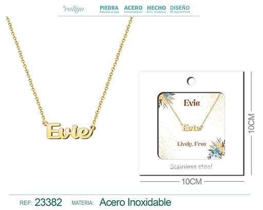 [23382] Collar Personalizado Nombre en Inglés Evie de Acero con Sobre