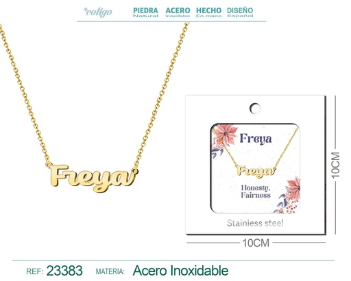 [23383] Collar Personalizado Nombre en Inglés Freya de Acero con Sobre
