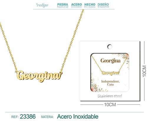 [23386] Collar Personalizado Nombre en Inglés Georgina de Acero con Sobre