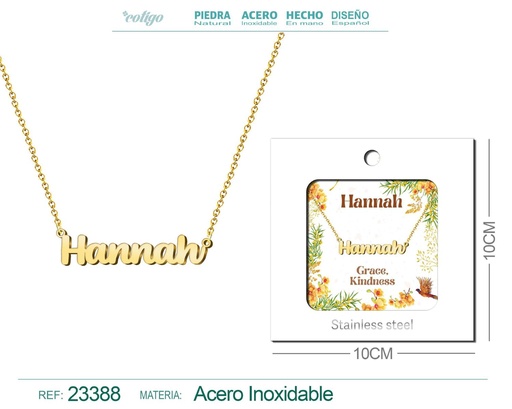 [23388] Collar Personalizado Nombre en Inglés Hannah de Acero con Sobre