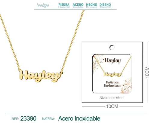 [23390] Collar Personalizado Nombre en Inglés Hayley de Acero con Sobre