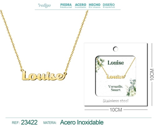 [23422] Collar de acero con nombre "Louise" en inglés con sobre - Joyería personalizada
