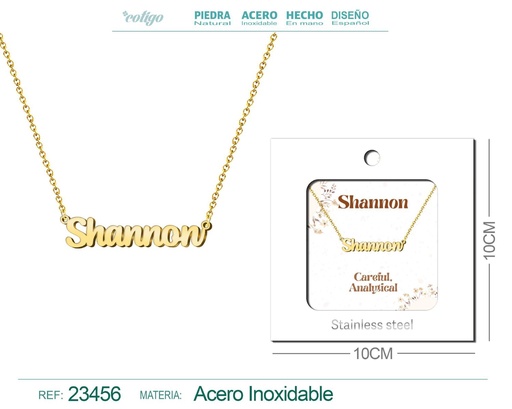 [23456] Collar de acero con nombre "Shannon" en inglés con sobre - Joyería personalizada