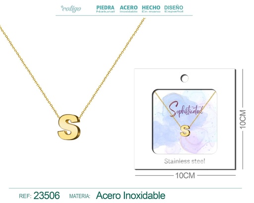 [23506] Collar con letra en inglés S de acero - Joyería personalizada