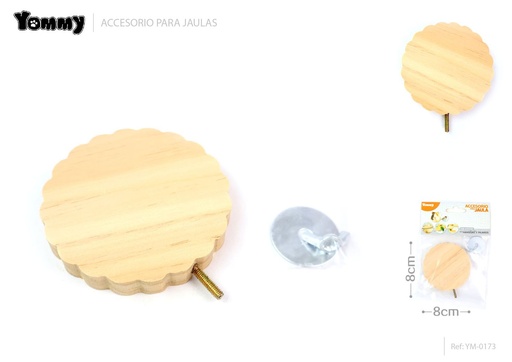 [YM0173] Plataforma de forrajeo para pájaros 8x8 cm de madera - Accesorios para animales