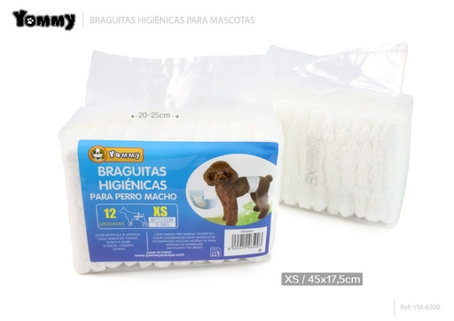 [YM6500] Braguitas higiénicas para perro macho XS 390x175 mm - Productos para higiene animal