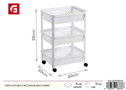 [120926876] Cesta apilable 3 alturas blanco Emma - Plásticos del hogar y cestas