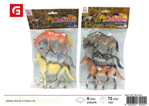 [187761441] Bolsa con 3 caballos de juguete - Juguetes y animales
