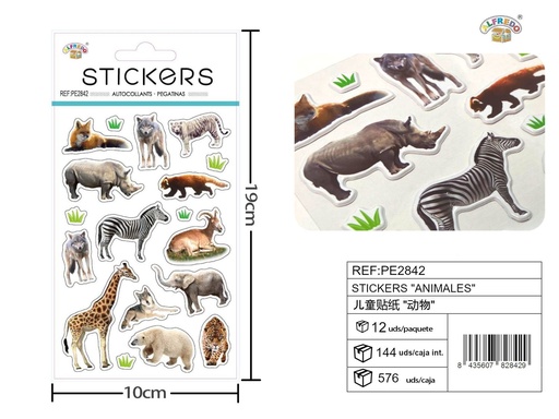 [200782842] Stickes "Animales" 10x19 cm - Decoración y manualidades
