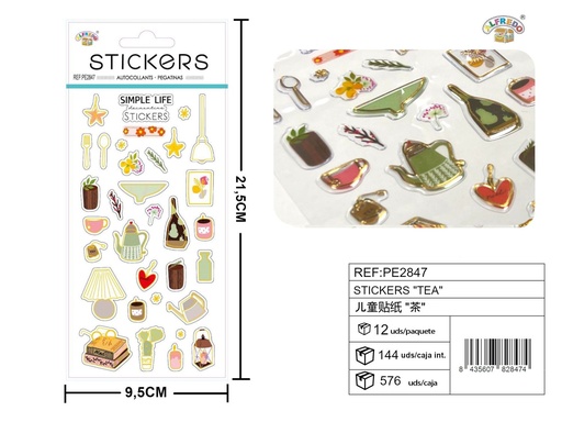 [PE2847] Stickes "Tea" 9.5x21.5 cm - Decoración y manualidades