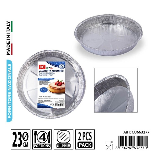 [0242030] Bandeja de pastel de aluminio para 4 porciones 2 pcs - Accesorios desechables de cocina