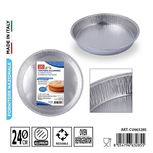 [0242038] Bandeja de aluminio reutilizable 1 pieza 24 cm - Accesorios de cocina y desechables
