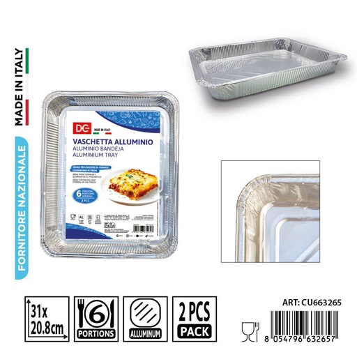 [0242018] Bandeja de aluminio de 6 porciones 2 unidades - Accesorios de cocina desechables